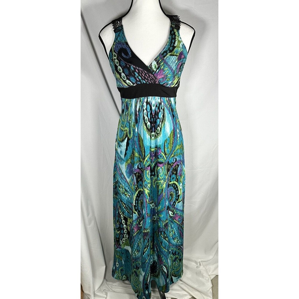 RUBY ROX Multi Color Paisley Maxi WOMENS DRESS SIZE SMALL Sleeveless